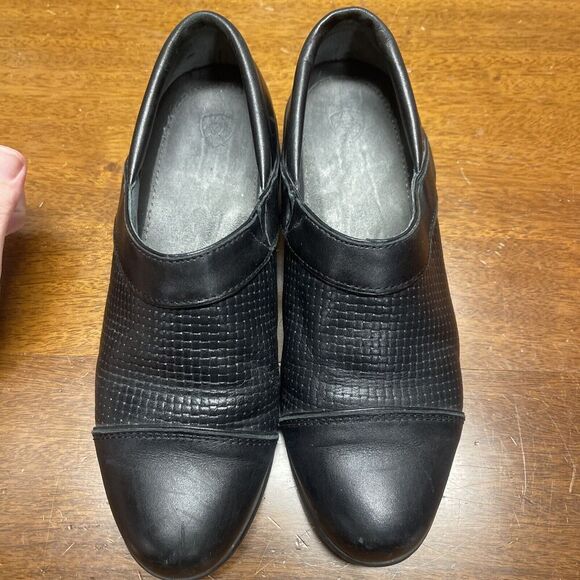 Ariat Womens Clogs Shoes Black Leather Heel Slip Ons (size 7.5B) Comfort Walking - Picture 4 of 12
